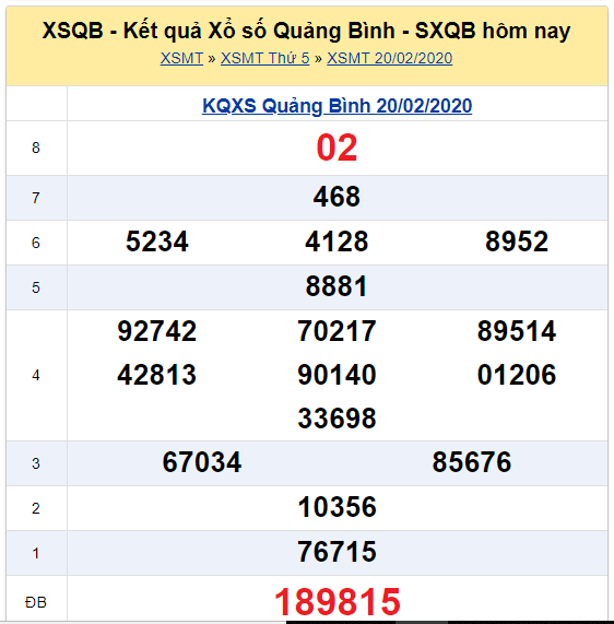 Soi cầu XSMT đài Quảng Bình 27-02-2020