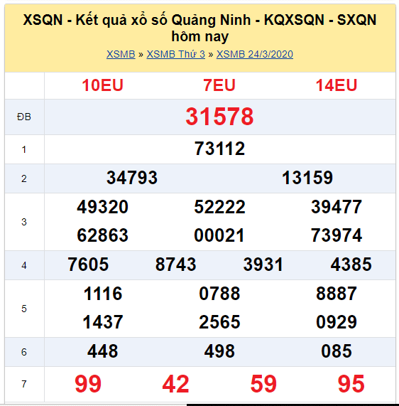 Soi cầu XSMB đài Quảng Ninh 31-03-2020