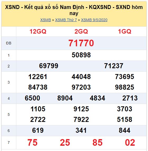 Soi cầu XSMB đài Nam Định 16-05-2020